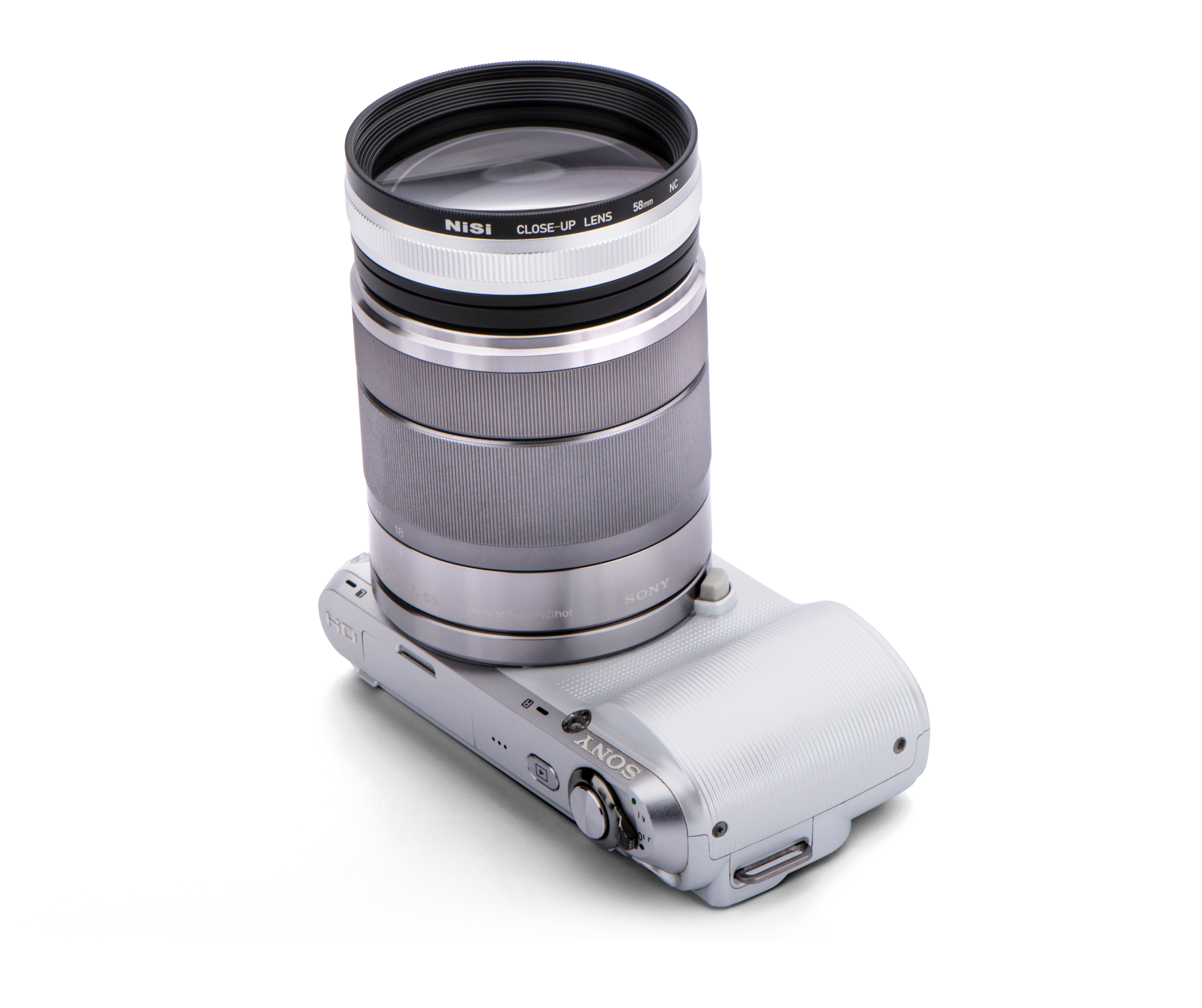 NiSi Nahlinse 58mm auf Objektiv und Kamera